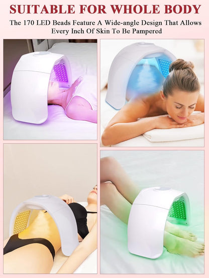 Masque Luminothérapie Visage, 7 Couleurs Led Visage Avec Infrarouge | Amovible Masque Facial LED Avec Fonction Spray, 170 Perles LED, Fonction De Circulation Pour Femme Anti-Âge Rajeunissement