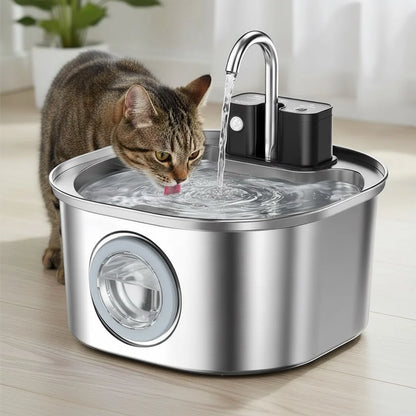 Fontaine Eau Chat Sans Fil En Inox Avec Capteur Intelligent - Purrh20™