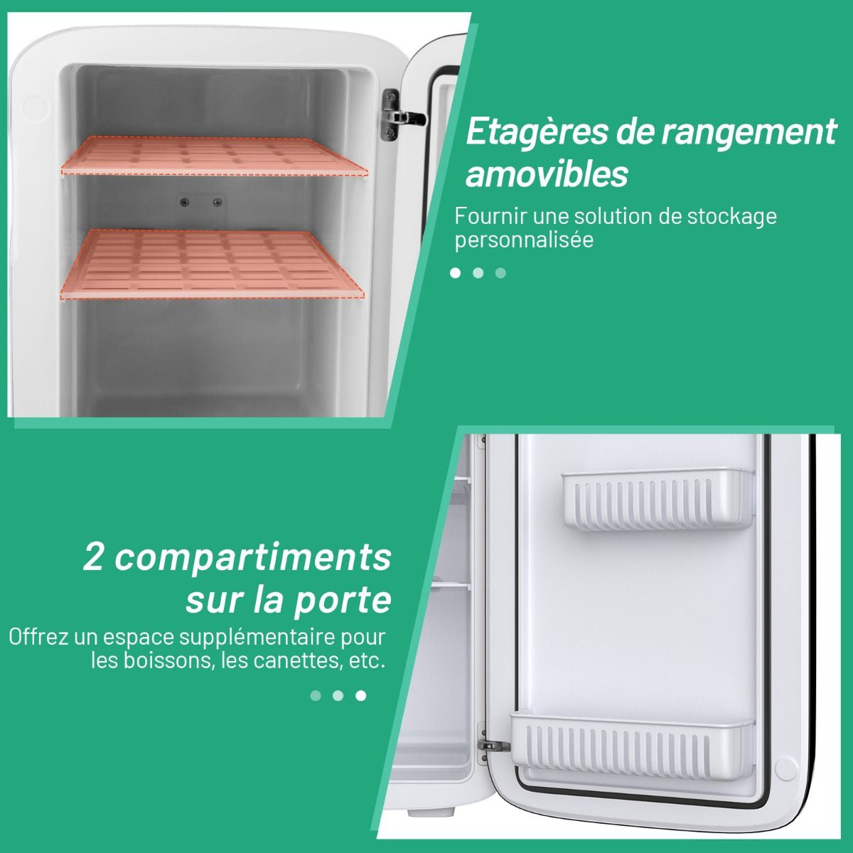 Mini Réfrigérateur 15L 2 En 1 Mini Frigo Portable Fonction De Refroidissement Et De Chauffage Blanc/Noir
