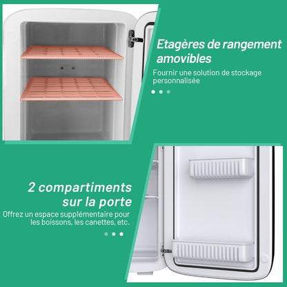 Mini Réfrigérateur 15L 2 En 1 Mini Frigo Portable Fonction De Refroidissement Et De Chauffage Blanc/Noir