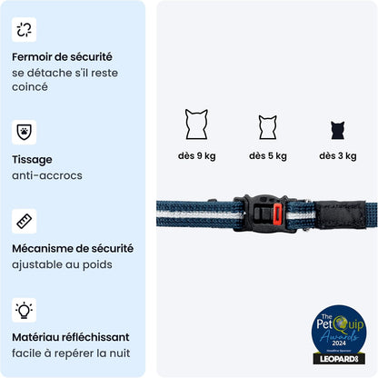 – Collier GPS Chat Connecté Mini | N° 1 Des GPS Pour Chats | Localisation GPS En Direct | Historique De Localisation Et Fonction Territoire | Collier De Sécurité Inclus (Bleu Foncé)