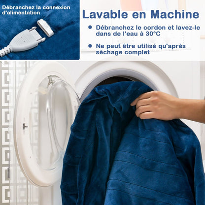 Couverture Chauffante Électrique 130X180Cm 4 Niveaux De Chauffage Télécommande Minuterie D'Arrêt Automatique 8H Couverture En Flanelle 5 Couleurs Au Choix