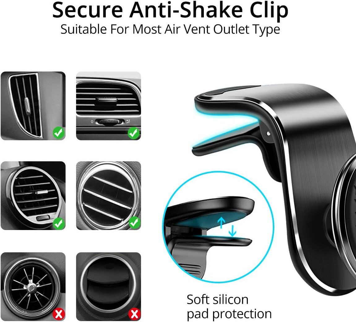 Support Telephone Voiture Magnetique,Support Voiture Auto Universel Rotation 360° Aimant Telephone Voiture Et Un Bouton De Libération Pour Smartphones Et GPS 4.7-6.7 Pouces - Noir