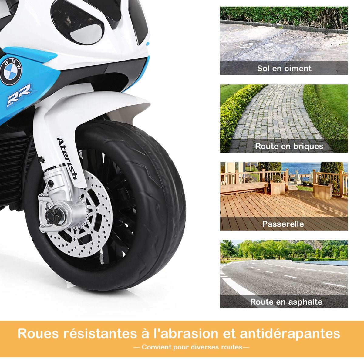 Moto Electrique Pour Enfants À 3 Roues Avec Phare Lumineux Musiques 6 V / 4Ah 2,5 Km/H Pour Garçons Et Filles 18-36 Mois Bleu/Noir/Rouge