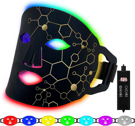 Masque LED Visage Luminothérapie, 7 Couleur Masque Luminothérapie Visage, Raffermissant Rajeunissant Anti-Âge Pour Les Cicatrices D'Acné