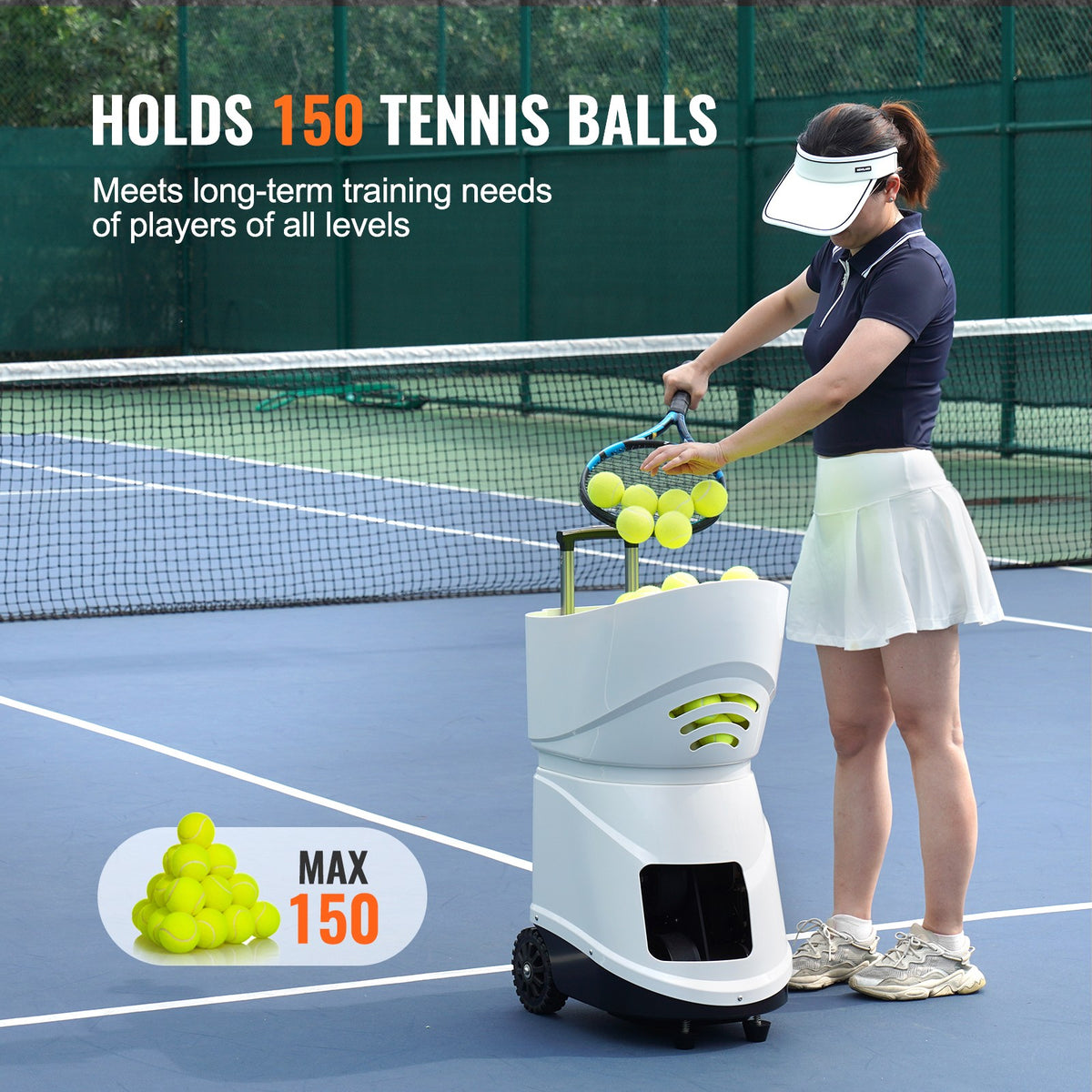 Machine À Balle De Tennis Lanceur De Balle Portable Et Automatique Blanc