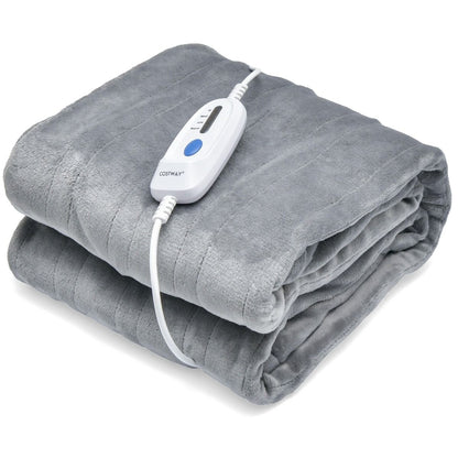 Couverture Chauffante Électrique 130X180Cm 4 Niveaux De Chauffage Télécommande Minuterie D'Arrêt Automatique 8H Couverture En Flanelle 5 Couleurs Au Choix