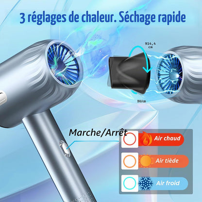 Sèche-Cheveux Ionique Professionnel 2300W, 3 Réglages De Chaleur, Pour La Maison, Le Salon Et Les Voyages - Avec Accessoires