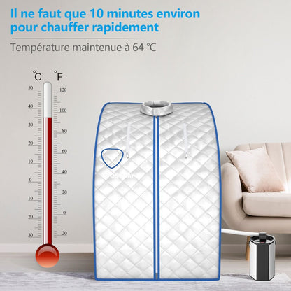 Cabine De Sauna Portable Pliable 3L Avec Télécommande 9 Options De Minuterie Fonction De Vaporisation Puissance 1000 W Noir/Gris/Argent