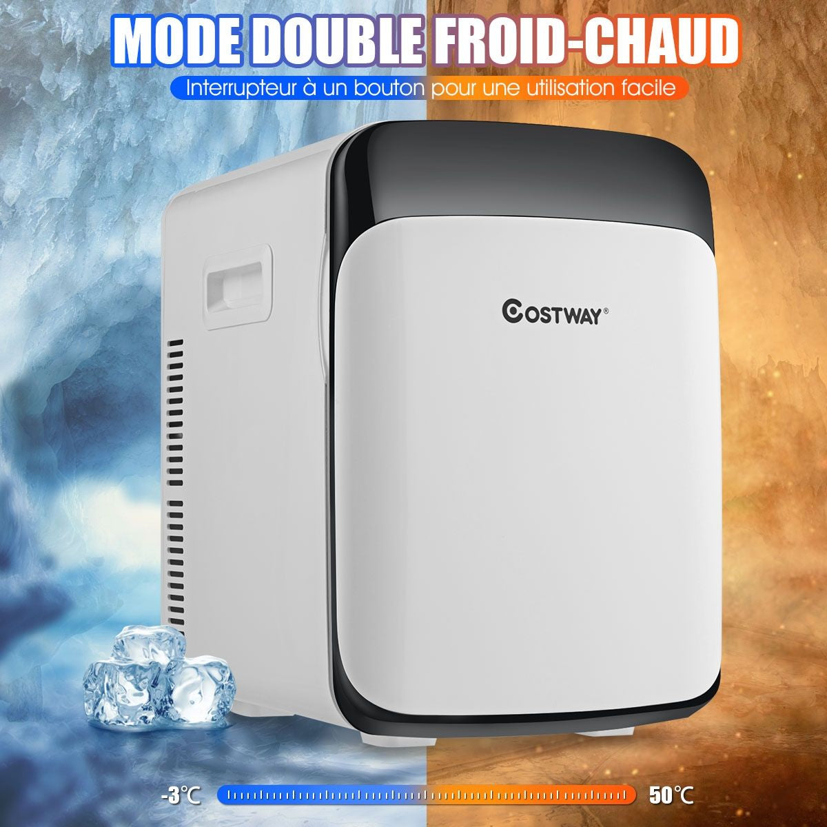 Mini Réfrigérateur 15L 2 En 1 Mini Frigo Portable Fonction De Refroidissement Et De Chauffage Blanc/Noir