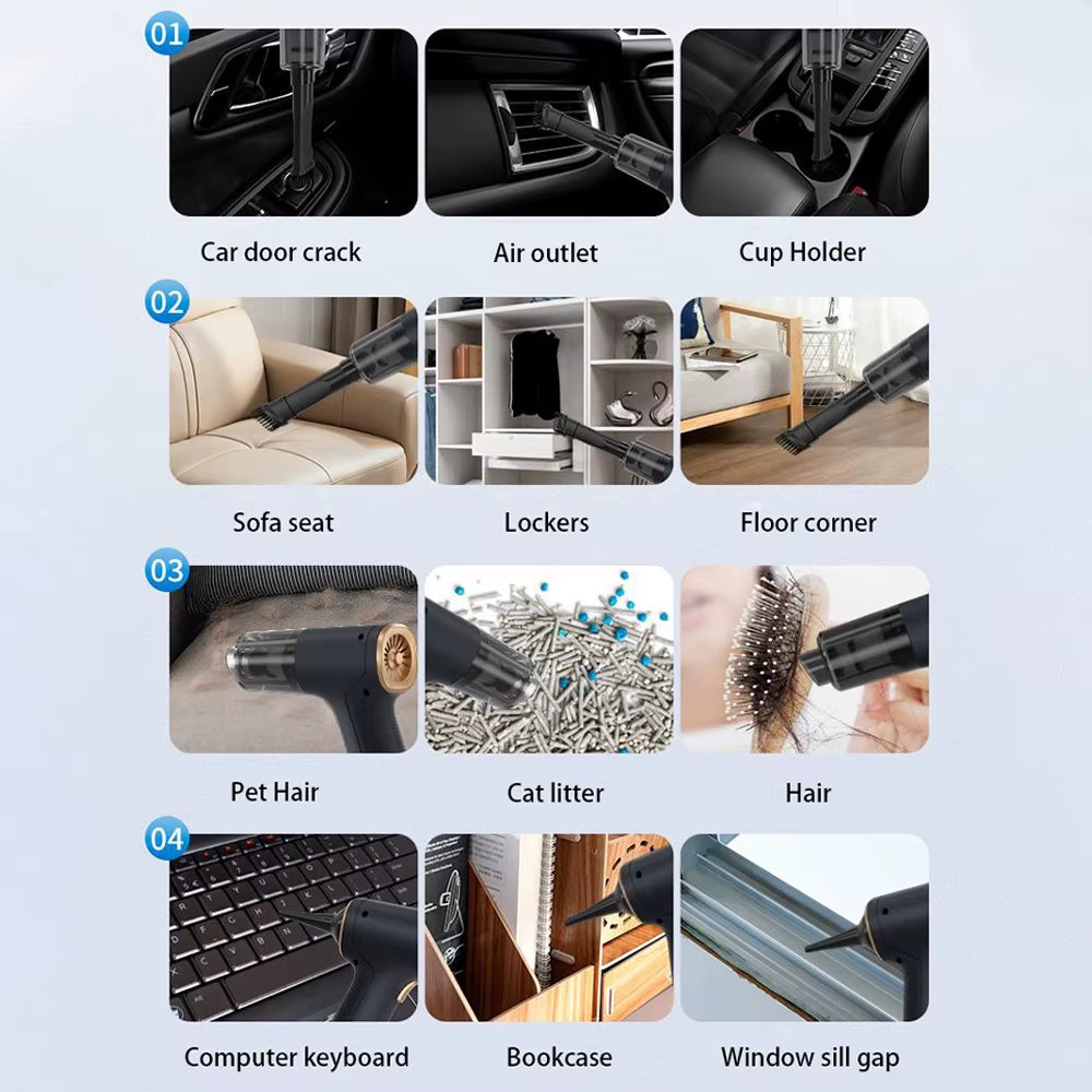 98000PA Car Vacuum Cleaner Portable Wireless Cleaner Powerful Strong Suction Handheld Cleaning Machine for Home Appliance