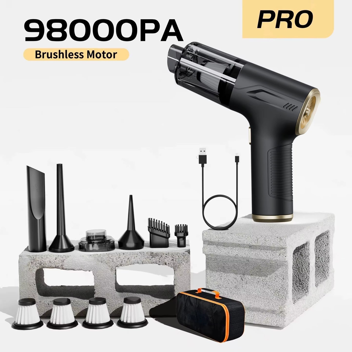 98000PA Car Vacuum Cleaner Portable Wireless Cleaner Powerful Strong Suction Handheld Cleaning Machine for Home Appliance