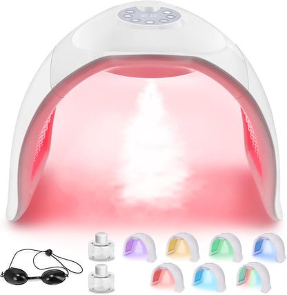 Masque Luminothérapie Visage, 7 Couleurs Led Visage Avec Infrarouge | Amovible Masque Facial LED Avec Fonction Spray, 170 Perles LED, Fonction De Circulation Pour Femme Anti-Âge Rajeunissement