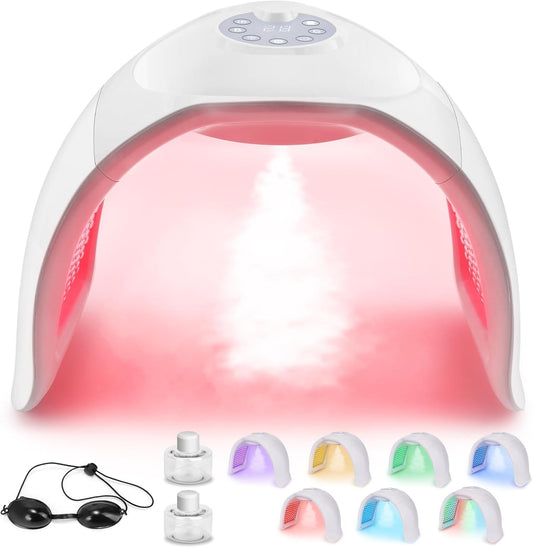 Masque Luminothérapie Visage, 7 Couleurs Led Visage Avec Infrarouge | Amovible Masque Facial LED Avec Fonction Spray, 170 Perles LED, Fonction De Circulation Pour Femme Anti-Âge Rajeunissement