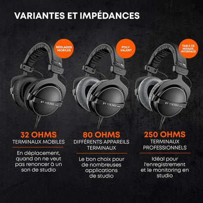 DT 770 Pro 80 Ohm Noir Édition Limitée Fermée, Câblée Pour L'Enregistrement Et Le Monitoring Professionnels