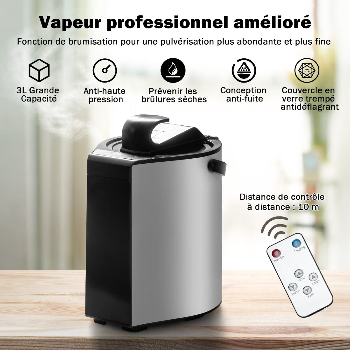 Cabine De Sauna Portable Pliable 3L Avec Télécommande 9 Options De Minuterie Fonction De Vaporisation Puissance 1000 W Noir/Gris/Argent