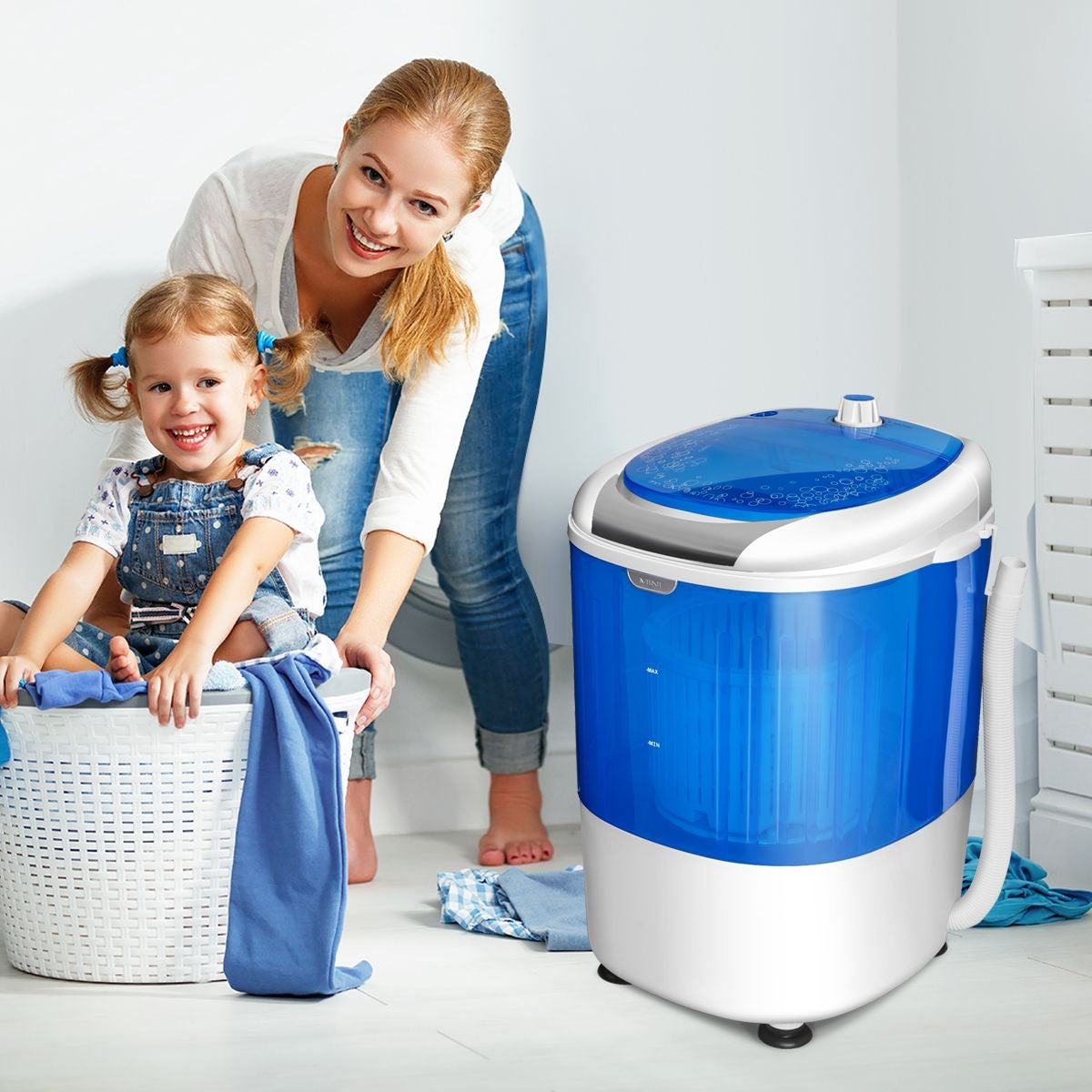 Mini Machine À Laver Avec Essoreuse À Cuve Unique 2,5 KG Portable Avec Fonction De Chronométrage