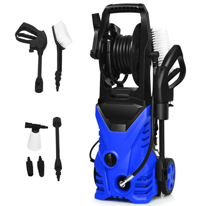 Nettoyeur Haute Pression 1500W 140Bar 300L/H Avec 1 Buse Lotus Et 1 Buse Haute Pression Accessoires 27X27X68Cm Bleu