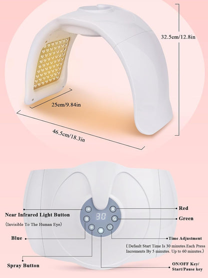Masque Luminothérapie Visage, 7 Couleurs Led Visage Avec Infrarouge | Amovible Masque Facial LED Avec Fonction Spray, 170 Perles LED, Fonction De Circulation Pour Femme Anti-Âge Rajeunissement