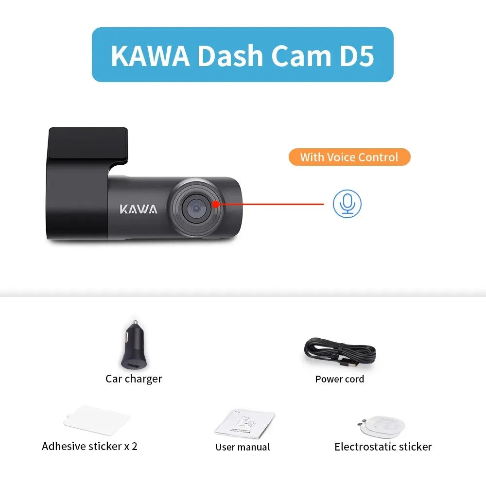 2K Dash Camera for Car DVR Dash Cam in the Car  D5 Video Recorder Emergency Voice Control Wifi APP Monitor WDR Dashcam