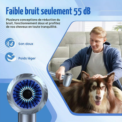 Sèche-Cheveux Ionique Professionnel 2300W, 3 Réglages De Chaleur, Pour La Maison, Le Salon Et Les Voyages - Avec Accessoires