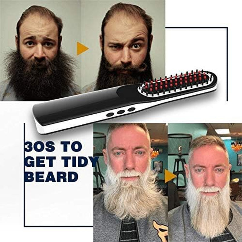 Lisseur Barbe, Brosse Lissante Chauffante Avec Sans Fil/Anti-Brûlure/Mise Hors Tension Automatique/Températures Ajustables/Taille Mini Pour Voyager/Maison